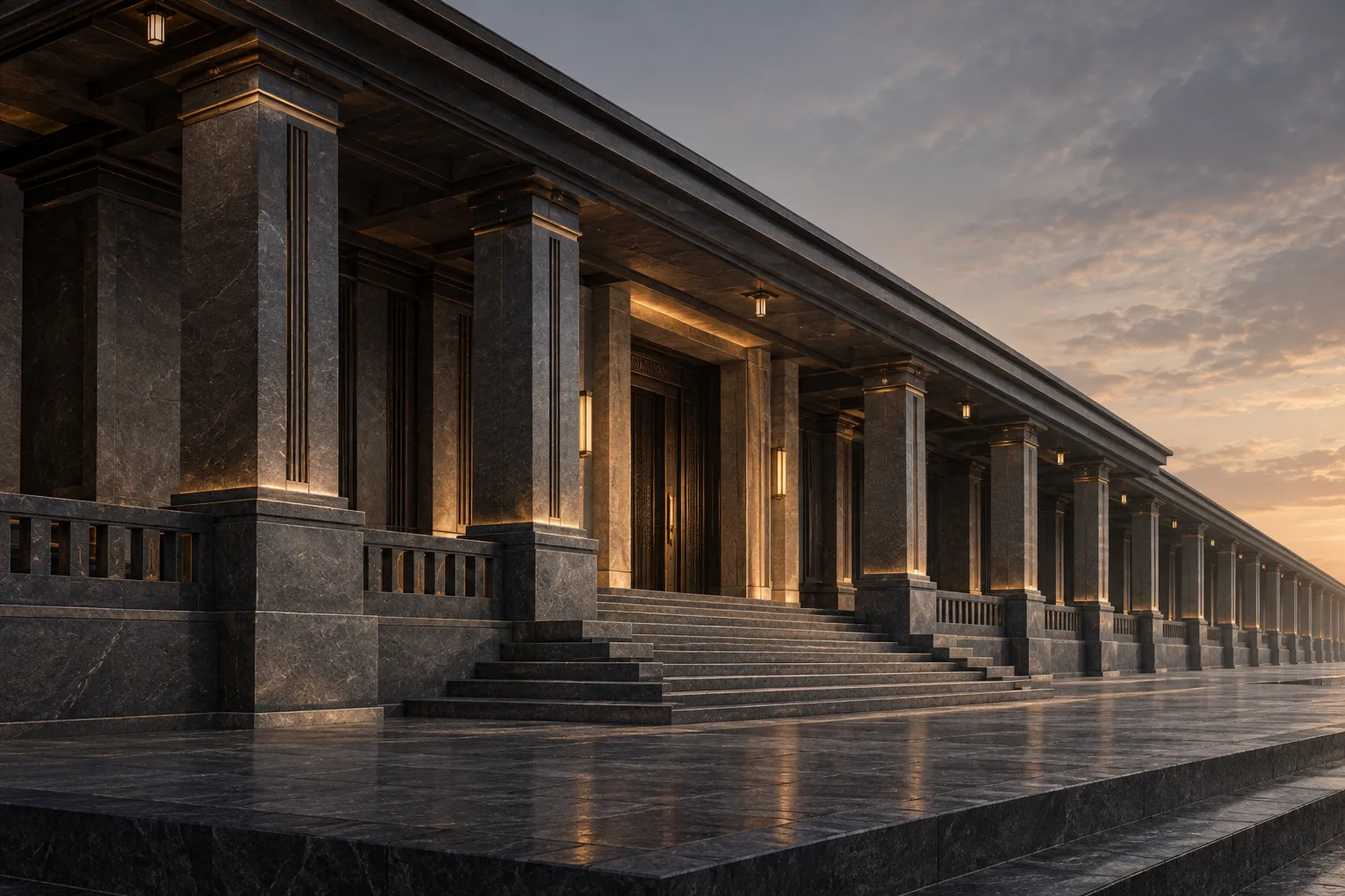 深檐长廊的轴向入口
